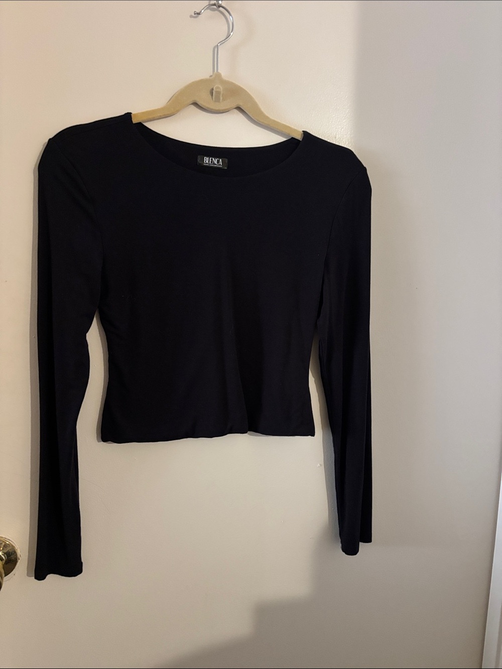 Blanca Black Long-Sleeve Crop Top